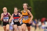 14 July 2018; Nicole Dinan from Leevale A.C. Co Cork who won the girls under-13 600m during the Irish Life Health National T&F Juvenile Day one at Tullamore Harriers Stadium, in Tullamore, Co. Offaly. Photo by Matt Browne/Sportsfile