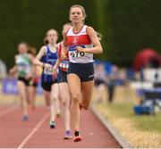 14 July 2018; Emma Moore, from Galway City Harriers A.C. who won the girls under-15 800m during the Irish Life Health National T&F Juvenile Day one at Tullamore Harriers Stadium, in Tullamore, Co. Offaly. Photo by Matt Browne/Sportsfile