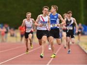 14 July 2018; Oisin Kelly from Cranford A.C. Co Donegal who won the boys under-15 800m during the Irish Life Health National T&F Juvenile Day one at Tullamore Harriers Stadium, in Tullamore, Co. Offaly. Photo by Matt Browne/Sportsfile