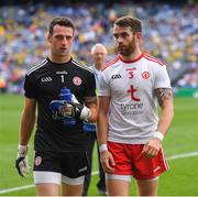 14 July 2018; Goalkeeper Niall Morgan and Ronan McNamee of Tyrone after the GAA Football All-Ireland Senior Championship Quarter-Final Group 2 Phase 1 match between Tyrone and Roscommon at Croke Park in Dublin. Photo by Ray McManus/Sportsfile