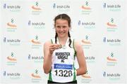 15 July 2018; Katie O'Regan from Riverstick Kinsale A.C. Co Cork, after she won the girls under-14 high jump during the Irish Life Health National T&F Juvenile Day 2 at Tullamore Harriers Stadium in Tullamore, Co Offaly. Photo by Matt Browne/Sportsfile