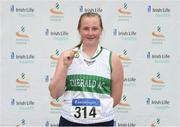 15 July 2018; Ciara Sheehy from Emerald A.C. Co Limerick after she won the girls under-17 hammer during the Irish Life Health National T&F Juvenile Day 2 at Tullamore Harriers Stadium in Tullamore, Co Offaly. Photo by Matt Browne/Sportsfile