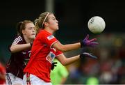 15 July 2018; Eve Mullins of Cork in action against Shauna Boyle of Galway during the All-Ireland Ladies Football Minor A final between Galway and Cork at the Gaelic Grounds, Limerick. Photo by Diarmuid Greene/Sportsfile