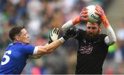 15 July 2018; Kildare goalkeeper Mark Donnellan in action against Conor McManus of Monaghan during the GAA Football All-Ireland Senior Championship Quarter-Final Group 1 Phase 1 match between Kildare and Monaghan at Croke Park, Dublin. Photo by Piaras Ó Mídheach/Sportsfile
