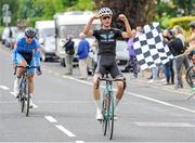 15 July 2018; Isaiah Chass, Team Swift, celebrates as he wins the Eurocycles Eurobaby Junior Tour of Ireland 2018 - Stage Six, circuit race around Ennis. Photo by Stephen McMahon/Sportsfile