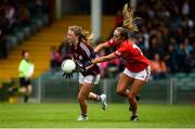 15 July 2018; Lynsey Noone of Galway in action against Rachel Murphy of Cork during the All-Ireland Ladies Football Minor A final between Galway and Cork at the Gaelic Grounds, Limerick. Photo by Diarmuid Greene/Sportsfile