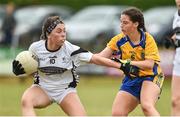 15 July 2018; Claire Nugent of Kildare in action against Shauna Fleming of Roscommon during the All-Ireland Ladies Football Minor B final match between Kildare and Roscommon at Moate, Westmeath. Photo by Oliver McVeigh/Sportsfile