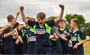 12 July 2018; Dylan Ryan celebrates with his team-mates during the Sports Direct Summer Soccer Schools - Dunboyne AFC at Dunboyne in Co Meath. Photo by Piaras Ó Mídheach/Sportsfile