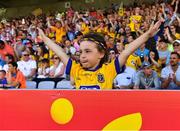 7 July 2018; A young Roscommon fan cheers on her side during the GAA Football All-Ireland Senior Championship Round 4 match between Roscommon and Armagh at O’Moore Park in Portlaoise, Co. Laois. Photo by Brendan Moran/Sportsfile