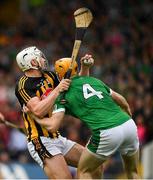 15 July 2018; Liam Blanchfield of Kilkenny in action against Richie English of Limerick during the GAA Hurling All-Ireland Senior Championship Quarter-Final match between Kilkenny and Limerick at Semple Stadium, Thurles, Co Tipperary. Photo by Ray McManus/Sportsfile