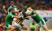 15 July 2018; Liam Blanchfield of Kilkenny in action against Richie English, right, and Darragh O’Donovan of Limerick during the GAA Hurling All-Ireland Senior Championship Quarter-Final match between Kilkenny and Limerick at Semple Stadium, Thurles, Co Tipperary. Photo by Ray McManus/Sportsfile