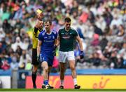 15 July 2018; Referee Anthony Nolan shows both Jack McCarron of Monaghan and Tommy Moolick of Kildare a yellow card during the GAA Football All-Ireland Senior Championship Quarter-Final Group 1 Phase 1 match between Kildare and Monaghan at Croke Park, Dublin. Photo by David Fitzgerald/Sportsfile