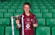 15 July 2018; Galway captain Lynsey Noone with the cup and her Player of the Match award after the All-Ireland Ladies Football Minor A final between Galway and Cork at the Gaelic Grounds, Limerick. Photo by Diarmuid Greene/Sportsfile