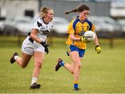 15 July 2018; Sarah McVeigh of Roscommon in action against Lara Gilbert of Kildare during the All-Ireland Ladies Football Minor B final match between Kildare and Roscommon at Moate, Westmeath. Photo by Oliver McVeigh/Sportsfile