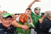 15 July 2018; Aaron Gillane, left, and Diarmaid Byrnes of Limerick with supporters after the GAA Hurling All-Ireland Senior Championship Quarter-Final match between Kilkenny and Limerick at Semple Stadium, Thurles, Co Tipperary. Photo by Ray McManus/Sportsfile