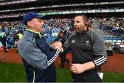 15 July 2018; Monaghan manager Malachy O'Rourke, left, shakes hands with Kildare manager Cian O'Neill after the GAA Football All-Ireland Senior Championship Quarter-Final Group 1 Phase 1 match between Kildare and Monaghan at Croke Park, Dublin. Photo by David Fitzgerald/Sportsfile