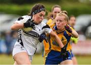 15 July 2018; Claire Nugent of Kildare in action against Megan Kelly of Roscommon during the All-Ireland Ladies Football Minor B final match between Kildare and Roscommon at Moate, Westmeath. Photo by Oliver McVeigh/Sportsfile