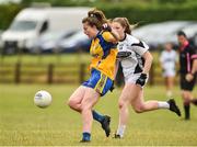 15 July 2018; Kelley Colgan of Roscommon  in action against Nanci Murphy of Kildare during the All-Ireland Ladies Football Minor B final match between Kildare and Roscommon at Moate, Westmeath. Photo by Oliver McVeigh/Sportsfile