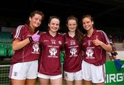 15 July 2018; Galway players, from left, Lara Finnegan, Andrea Trill, Aoife Thompson, and Kate Geraghty celebrate after the All-Ireland Ladies Football Minor A final between Galway and Cork at the Gaelic Grounds, Limerick. Photo by Diarmuid Greene/Sportsfile