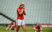 15 July 2018; Cork captain Ciara McCarthy reacts after defeat to Galway in the All-Ireland Ladies Football Minor A final between Galway and Cork at the Gaelic Grounds, Limerick. Photo by Diarmuid Greene/Sportsfile