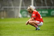 15 July 2018; Laura O'Mahony of Cork reacts after defeat to Galway in the All-Ireland Ladies Football Minor A final between Galway and Cork at the Gaelic Grounds, Limerick. Photo by Diarmuid Greene/Sportsfile