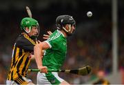 15 July 2018; Gearoid Hegarty of Limerick in action against Joey Holden of Kilkenny during the GAA Hurling All-Ireland Senior Championship Quarter-Final match between Kilkenny and Limerick at Semple Stadium, Thurles, Co Tipperary Photo by Ray McManus/Sportsfile