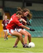 15 July 2018; Ellie Jack of Cork in action against Aoife Molloy of Galway during the All-Ireland Ladies Football Minor A final between Galway and Cork at the Gaelic Grounds, Limerick. Photo by Diarmuid Greene/Sportsfile