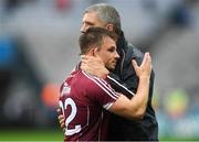 15 July 2018; Galway manager Kevin Walsh with Eoghan Kerin after the GAA Football All-Ireland Senior Championship Quarter-Final Group 1 Phase 1 match between Kerry and Galway at Croke Park, Dublin. Photo by Piaras Ó Mídheach/Sportsfile