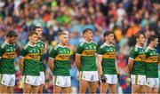 15 July 2018; Kerry players stand for Amhrán na bhFiann before the GAA Football All-Ireland Senior Championship Quarter-Final Group 1 Phase 1 match between Kerry and Galway at Croke Park, Dublin. Photo by Piaras Ó Mídheach/Sportsfile