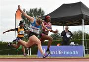 15 July 2018; Sive O'Toole from St. Laurence O'Toole A.C, Co Carlow who won the girls under-18 100m from second place Awa Fane from Mullingar Harriers A.C. Co Westmeath during the Irish Life Health National T&F Juvenile Day 2 at Tullamore Harriers Stadium in Tullamore, Co Offaly. Photo by Matt Browne/Sportsfile