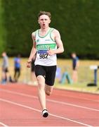 15 July 2018; Michael Farrelly, from Raheny Shamrock A.C. Co Dublin who won the the boys under-17 100m during the Irish Life Health National T&F Juvenile Day 2 at Tullamore Harriers Stadium in Tullamore, Co Offaly. Photo by Matt Browne/Sportsfile
