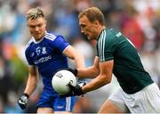 15 July 2018; Tommy Moolick of Kildare in action against Conor McCarthy of Monaghan during the GAA Football All-Ireland Senior Championship Quarter-Final Group 1 Phase 1 match between Kildare and Monaghan at Croke Park, Dublin. Photo by Piaras Ó Mídheach/Sportsfile