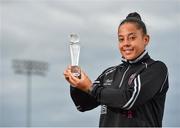 16 July 2018; Rianna Jarrett of Wexford Youth Womens FC with her Continental Tyres Women's National League Player of the Month award for June, at Ferrycarrig Park, in Wexford. Photo by Seb Daly/Sportsfile
