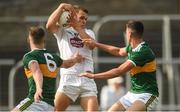 7 July 2018; Eoin McMonagle of Kildare in action against Denis Daly, left, and Trevor Wallace of Kerry during the GAA Football All-Ireland Junior Championship semi-final between Kildare and Kerry at Páirc Tailteann in Navan, Co. Meath. Photo by Piaras Ó Mídheach/Sportsfile
