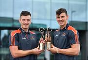17 July 2018; Galway’s Shane Walsh and Cork’s Patrick Horgan have been voted as the PwC GAA/GPA Players of the Month for June in football and hurling respectively. Pictured are Patrick Horgan of Cork, left, and Shane Walsh of Galway after being presented with their PwC GAA/GPA Player of the Month Awards at a reception in PwC Offices, Cork. Photo by Brendan Moran/Sportsfile