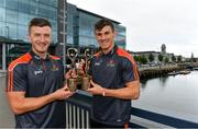 17 July 2018; Galway’s Shane Walsh and Cork’s Patrick Horgan have been voted as the PwC GAA/GPA Players of the Month for June in football and hurling respectively. Pictured are Patrick Horgan of Cork, left, and Shane Walsh of Galway after being presented with their PwC GAA/GPA Player of the Month Awards at a reception in PwC Offices, Cork. Photo by Brendan Moran/Sportsfile