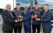 17 July 2018; Galway’s Shane Walsh and Cork’s Patrick Horgan have been voted as the PwC GAA/GPA Players of the Month for June in football and hurling respectively. Pictured are, from left, Munster Council chairman Jerry O'Sullivan, representing the GAA, Patrick Horgan of Cork, Ger O'Mahoney, Senior Partner, PwC Cork, Shane Walsh of Galway and Noel Connors, GPA, at PwC GAA/GPA Player of the Month Awards at a reception in PwC Offices, Cork. Photo by Brendan Moran/Sportsfile
