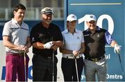 4 July 2018; From left, Michael Smurfit junior, Darren Clarke, Sharon Smurfit and Emmet Savage before the Pro-Am round ahead of the Irish Open Golf Championship at Ballyliffin Golf Club in Ballyliffin, Co. Donegal. Photo by Oliver McVeigh/Sportsfile