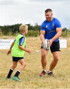 17 July 2018; Leinster's Sean O'Brien with William Myles, age 7, from Hacketstown, Co. Carlow, during the Bank of Ireland Leinster Rugby Summer Camp at Tullow RFC, in Roscat, Tullow, Co. Carlow. Photo by Seb Daly/Sportsfile