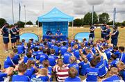 17 July 2018; Participants take part in a Q&A session with Leinster players Scott Fardy and Sean O'Brien during the Bank of Ireland Leinster Rugby Summer Camp at Tullow RFC, in Roscat, Tullow, Co. Carlow. Photo by Seb Daly/Sportsfile