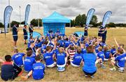17 July 2018; Participants take part in a Q&A session with Leinster players Scott Fardy and Sean O'Brien during the Bank of Ireland Leinster Rugby Summer Camp at Tullow RFC, in Roscat, Tullow, Co. Carlow. Photo by Seb Daly/Sportsfile