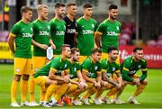 17 July 2018; The Preston North End team pose for a team photograph prior to the friendly match between Cobh Ramblers and Preston North End at Turners Cross in Cork. Photo by Brendan Moran/Sportsfile
