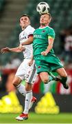 17 July 2018: Conor McCormack of Cork City in action against Miroslav Radovic of Legia Warsaw during the UEFA Champions League 1st Qualifying Round Second Leg match between Legia Warsaw and Cork City at the Polish Army Stadium in Warsaw, Poland. Photo by Lukasz Grochala/Sportsfile