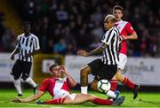 17 July 2018; Kenedy of Newcastle United is tackled by Kevin Toner of St Patrick's Athletic during the friendly match between St Patrick’s Athletic and Newcastle United at Richmond Park in Inchicore, Dublin. Photo by Sam Barnes/Sportsfile