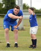 18 July 2018; Leinster player Peter Dooley with Jessica Delaney during the Bank of Ireland Leinster Rugby Summer Camp at Portlaoise RFC in Togher, Portlaoise, Co. Laois. Photo by Matt Browne/Sportsfile