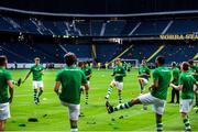 19 July 2018; Shamrock Rovers players warm up prior to the UEFA Europa League 1st Qualifying Round Second Leg match between AIK and Shamrock Rovers at Friends Arena in Stockholm, Sweden. Photo by Simon Hastegård/Sportsfile