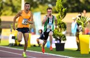 19 July 2018; Athletes Marcus Lawler of Ireland/ St Laurence O'Toole AC, Co Carlow, left,  and Dean Adams of IRL/ Ballymena and Antrim AC, Co Antrim, competing in the Aon Men’s 100m event during the Morton Games at Morton Stadium in Santry, Dublin. Photo by Sam Barnes/Sportsfile