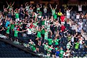 19 July 2018; Shamrock Rovers supporters celebrate their side's first goal during the UEFA Europa League 1st Qualifying Round Second Leg match between AIK and Shamrock Rovers at Friends Arena in Stockholm, Sweden. Photo by Simon Hastegård/Sportsfile