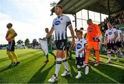 19 July 2018; Dundalk captain Brian Gartland leads his side out prior to the UEFA Europa League 1st Qualifying Round Second Leg match between Dundalk and Levadia at Oriel Park in Dundalk, Co Louth. Photo by Seb Daly/Sportsfile