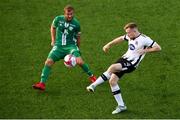 19 July 2018; Sean Hoare of Dundalk in action against Roman Debelko of Levadia during the UEFA Europa League 1st Qualifying Round Second Leg match between Dundalk and Levadia at Oriel Park in Dundalk, Co Louth. Photo by Stephen McCarthy/Sportsfile
